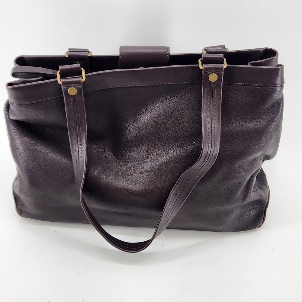 Jones New York Collection‎ Leather Tote Bag Brown Shoulder Purse Work Bag